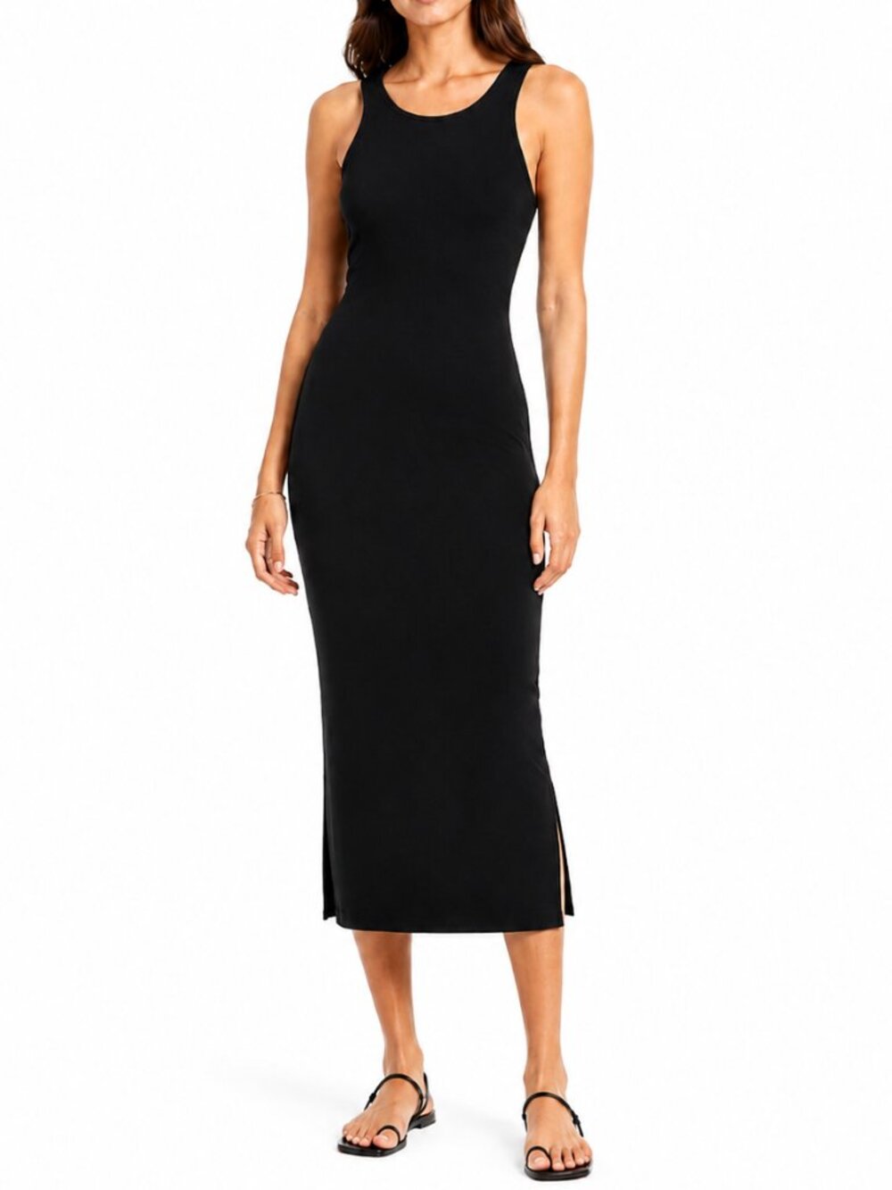 Mango Black Racerback Midi Dress (Size US 4)
